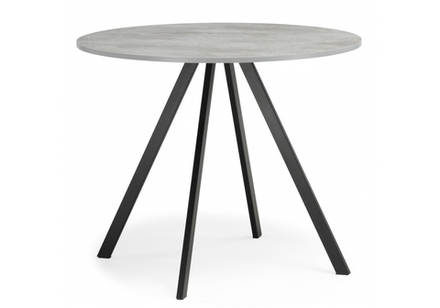 Стол деревянный Woodville Баргел 90х90х75 бетон, черный, ножки черные