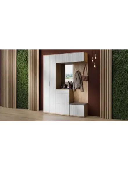 Прихожая с зеркалом Дуб Крафт золотой 165х43х226