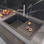 Мойка MIXLINE ML-GM19 с крылом  черная (308) 750*500*200мм NEW (551982)