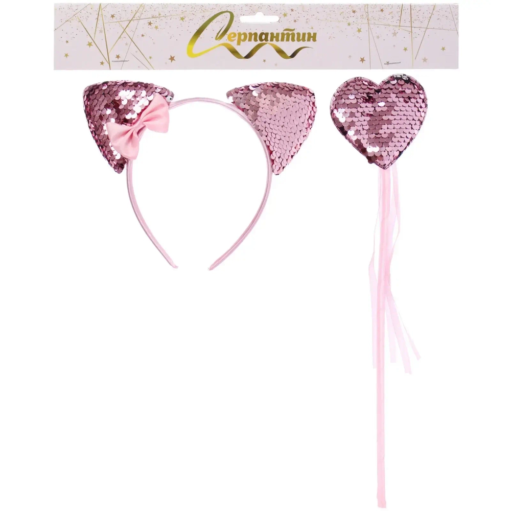 Набор карнавальный «CAT» (ободок, палочка), микс