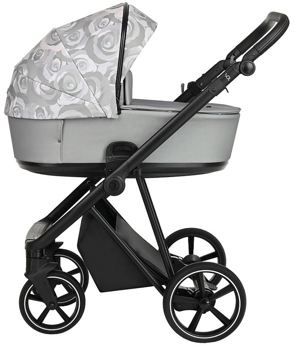 Детская коляска Roan Sol Flowers 3 в 1 с автокреслом Tutis Elo Lux Black RSF/5002 Gray/Black