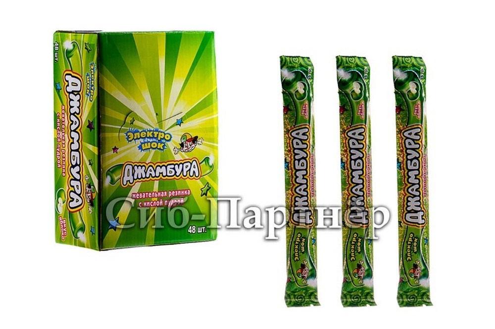 Жев. рез."Джамбура-Электрошок" ябл. с кис. пуд. (15г*48шт*12бл)