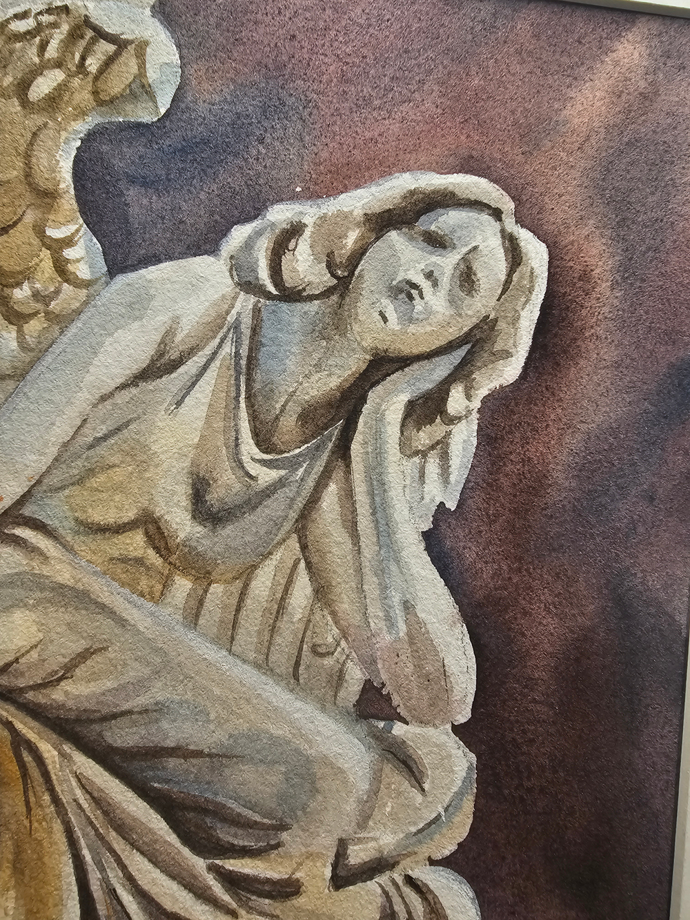 Картина авторская акварельная в паспарту 30х40 см на стену для интерьера "Ангел ночи"