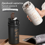 Термокружка для чая и кофе 600 мл, термос непроливайка, черный