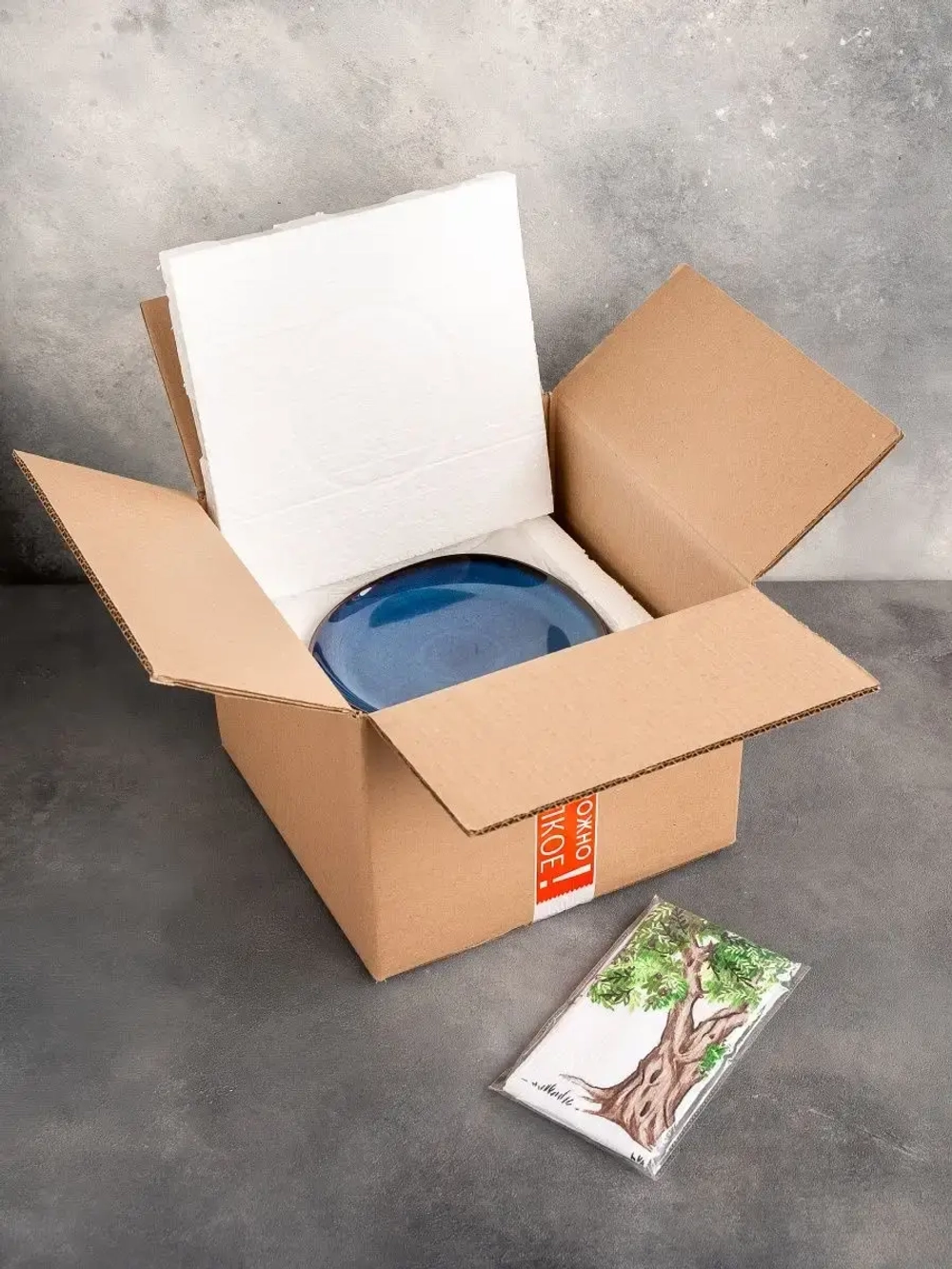 Набор посуды 6 тарелок синие треугольные плоские 28 см