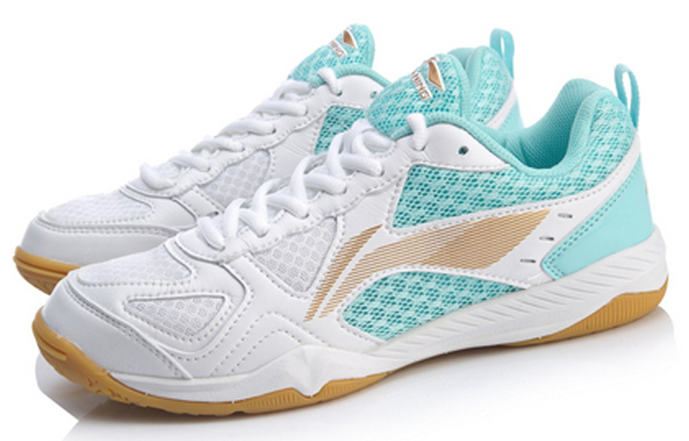 Li Ning Table Tennis Cushioning Slip Resistant Abrasion Resistant Low top Training Shoes Unisex White Blue