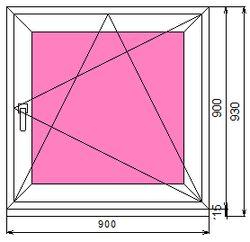 Пластиковое окно 900 х 900 ТермА Эко