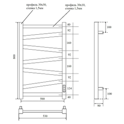 Полотенцесушитель электрический Point Феникс PN15858B П7 500x800, диммер справа, черный схема