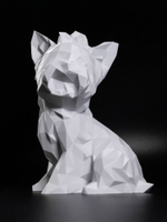 Статуэтка собаки породы Йорк (York dog) полигональная 21 см., 3D печать, белы