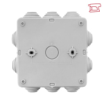 Коробка распределительная КМР-030-014 с крышкой (100x100x50) для прямого монтажа, 10 мембр. вводов серая IP55 розн. стикер EKF