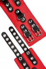 Наручники Pecado 2211 кожаные красно‑черные с цепочкой