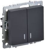 BRITE Выключатель 2-клавишный с индикацией 10А ВС10-2-1-БрГ графит IEK