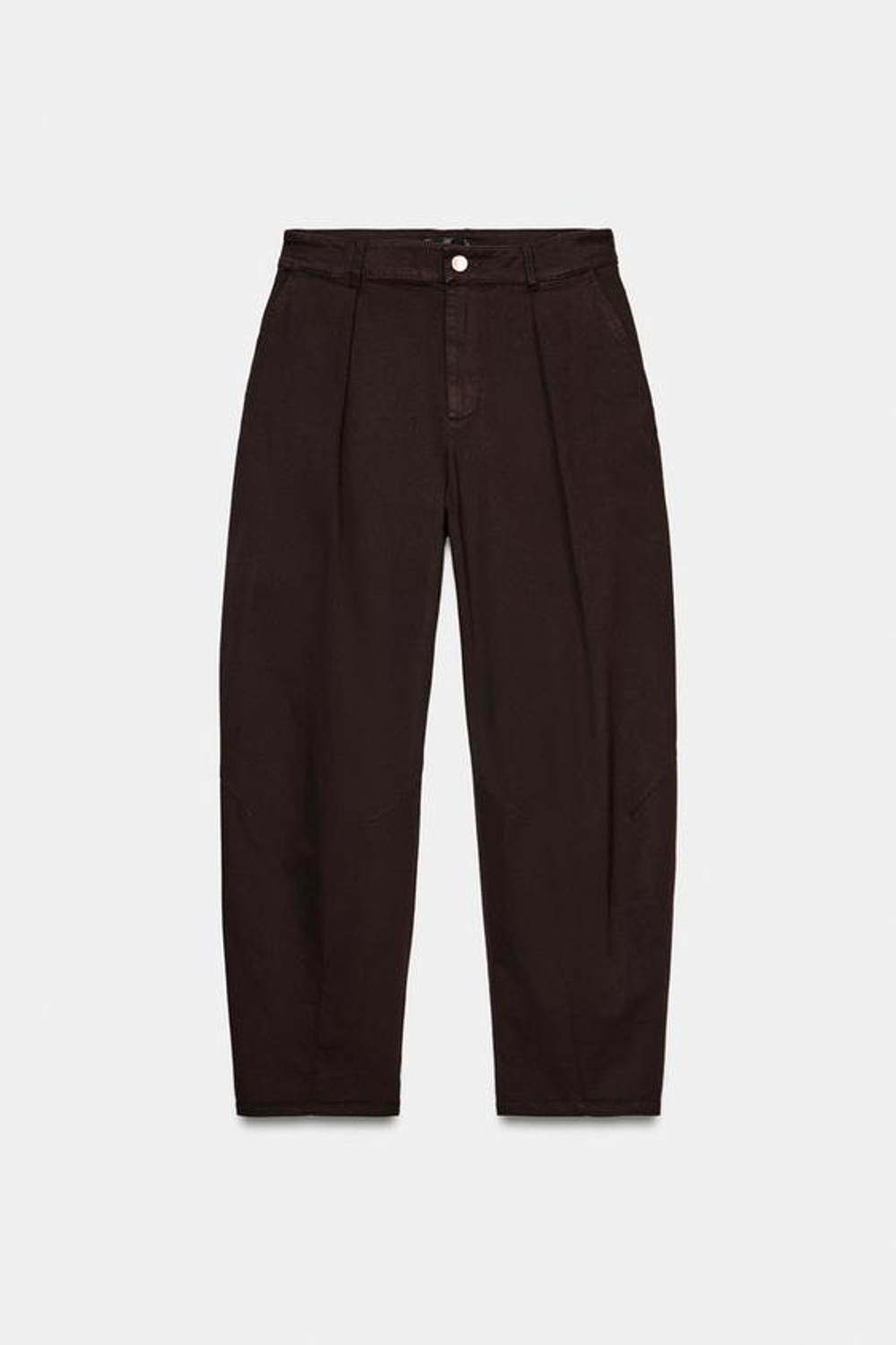 ZARA БРЮКИ BALLOON С ЗАЩИПАМИ, КОРИЧНЕВЫЙ