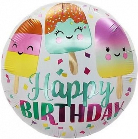 К 18''/46 см Круг С Днем Рождения яркое эскимо