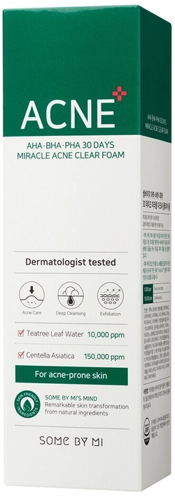 Some By Mi очищающая пенка AHA-BHA-PHA 30 days miracle acne, 100 мл, 120 г