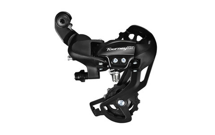 Переключатель задний ShimanoTourney, TX800, SGS, 7/8 скоростей, крепление на болт, черный
