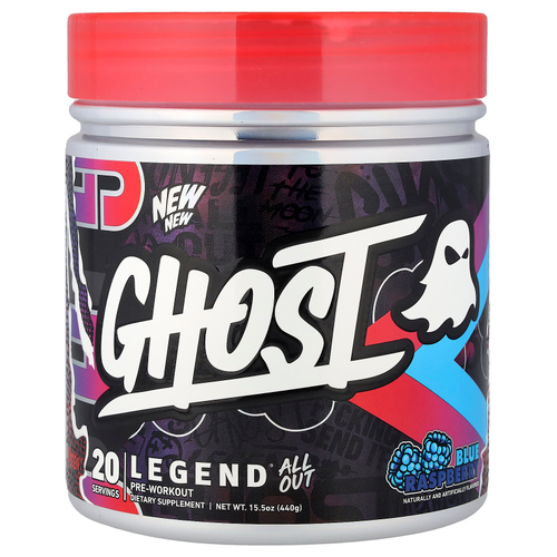 Ghost, Legend® All Out, предтренировочный комплекс, голубая малина, 440 г (15,5 унции)
