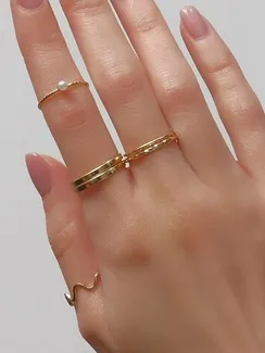 Кольцо набор 5 штук "Идеальные пальчики" плетение, цвет белый в золоте