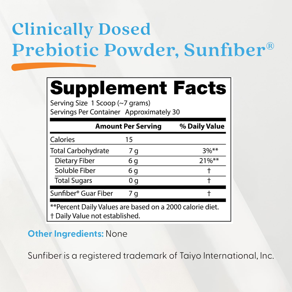 Doctor's Best, Пребиотический порошок, Sunfiber®, без добавок, 210 г (7,4 унции)