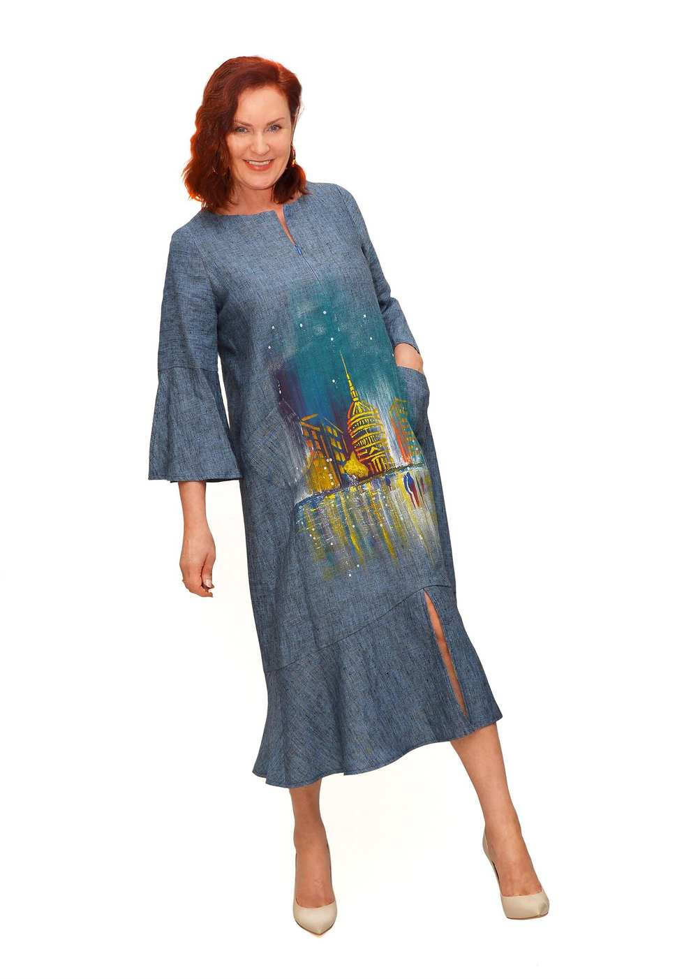 Платье с ручной росписью "Питер"