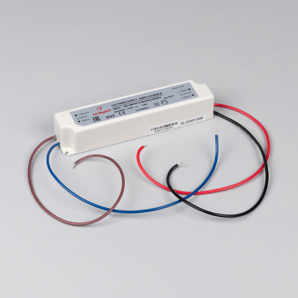 Блок питания ARPV-LV12035-A (12V, 3.0A, 36W) (Arlight, IP67 Пластик, 3 года) 018968(1)