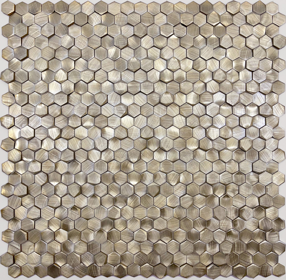 Металлическая мозаика LeeDo: Alchimia - Aluminium 3D Hexagon Gold 8x14x6