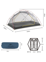 Палатка туристическая 2-местная Naturehike сверхлегкая Mongar NH17T007-M, 210T , зеленый, 6927595767658