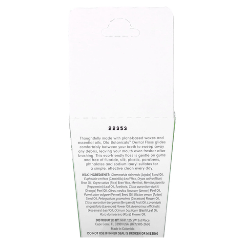 Dr. Mercola, зубная зубная нить, с перечной мятой, 91,44 м (100 ярдов)