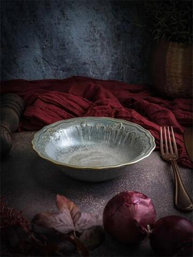 Салатник 750 мл, d 23 см h 5,4 см, фарфор, Vintage