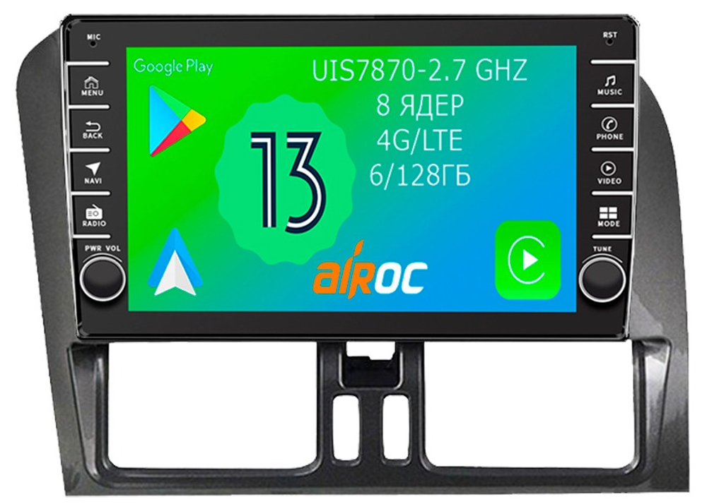 Магнитола для Volvo XC60 2014-2017 - Airoc AB-3803 (кнопки и крутилки), Android 13, TS20, 6/128Гб, SIM-слот, CarPlay
