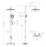 Душевая термостатическая система с изливом и с регулировкой высоты BLAUTHERM 945613RP300GR графит