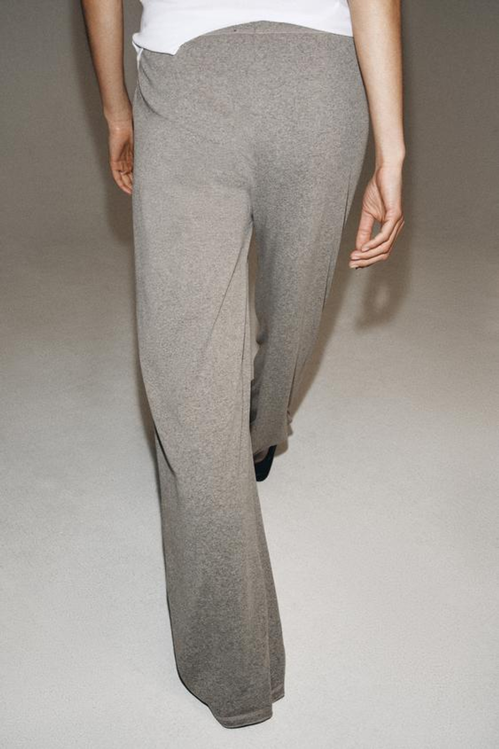 ZARA ШИРОКИЕ СТРУЯЩИЕСЯ БРЮКИ, СЕРЫЙ МЕЛАНЖ