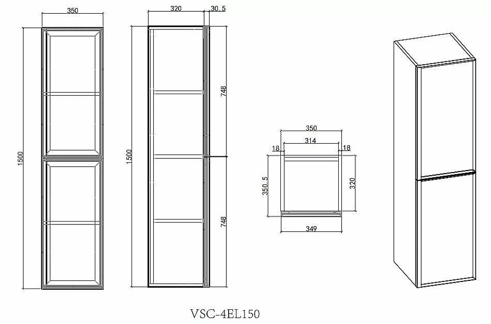Шкаф подвесной Vincea Elise VSC-4EL150MG 35 серый матовый
