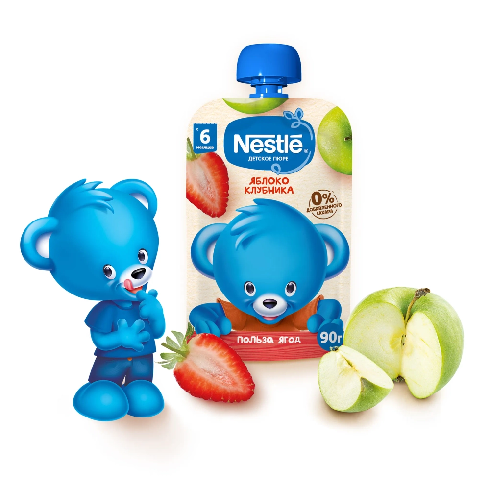 Nestle пауч яблоко и клубника 90г с 6 месяцев