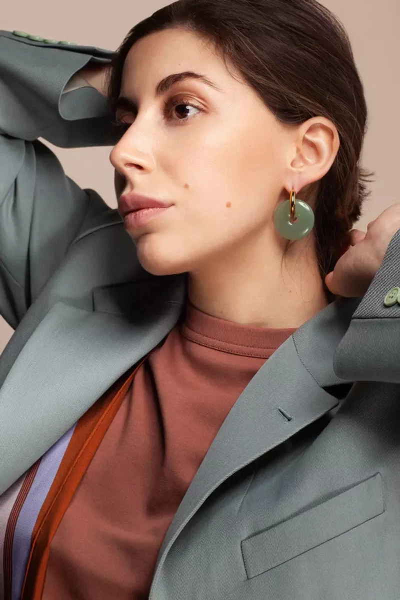 Серьги Несовпадающие Нефрит и Жемчуг – Зеленые