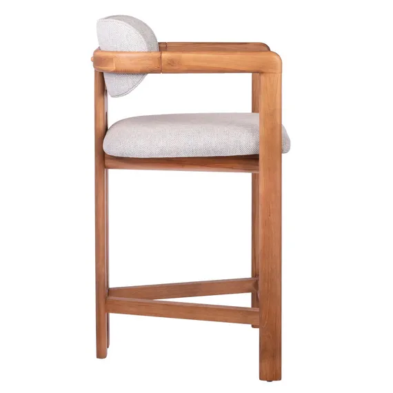 Полубарный стул Oberon 71 см, бежево-голубая рогожка, ножки орех