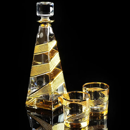 Migliore De Luxe Набор для виски Idalgo: графин + 2 стакана, хрусталь янтарный