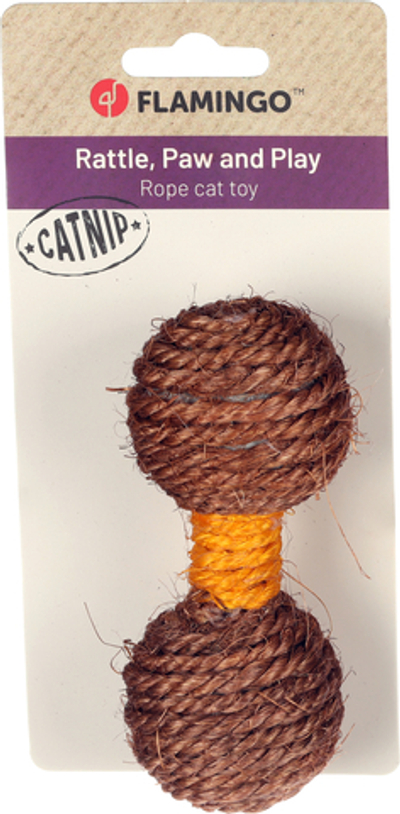 Игрушка для кошек Гантель, 11,8 x 5 x 5 см, сизаль/пластик, Flamingo