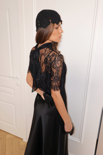 Платье на бретелях с кружевным топом