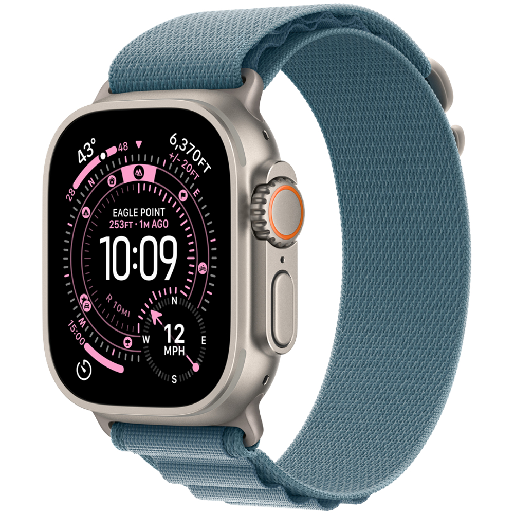 Apple Watch Ultra 3 GPS + Cellular 49mm Natural Titanium Case with Light Blue Alpine Loop - Medium,Model A3281