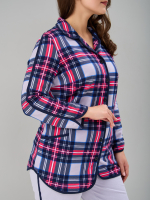 Пижама с брюками КБ-002/клеткасерая-малина