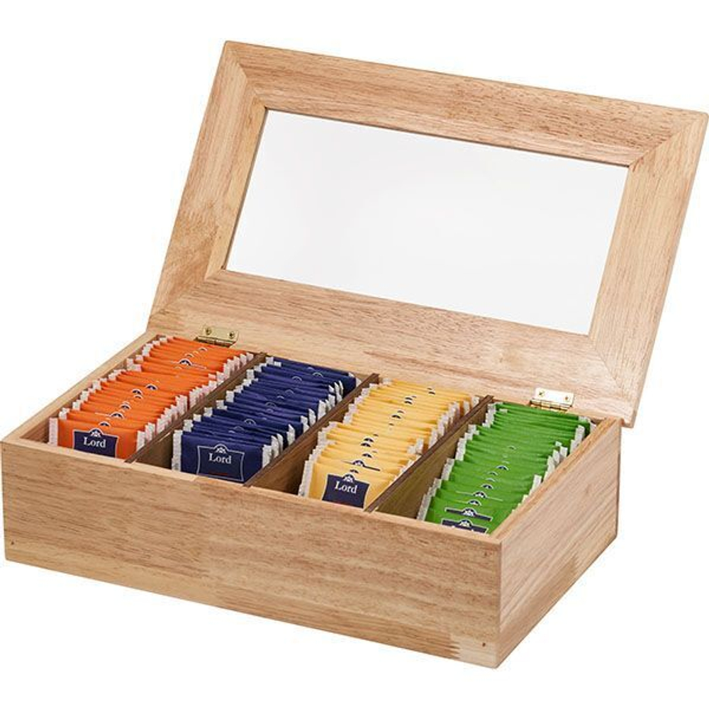 Коробка для чайных пакетиков (на 30 шт.);дерево;,H=90,L=335,B=200мм;св. дерево (Цвет: бежевый)