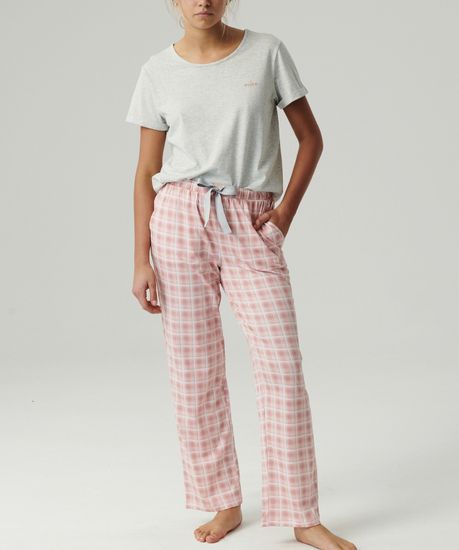 Женская пижама Atlantic NLP-494 ,модал,с коротким рукавом и брюками, светло-серый меланж + розовый