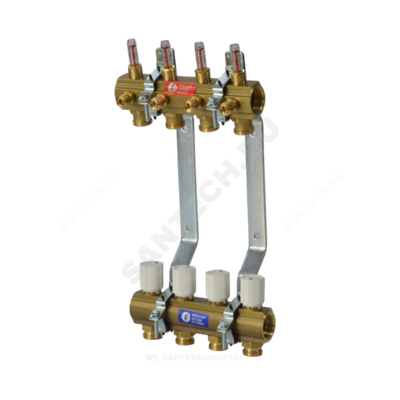 Группа коллекторная латунь 1" ВР/ВР 4 вых 3/4" НР под евроконус с расходомерами R553K Giacomini R553KY064