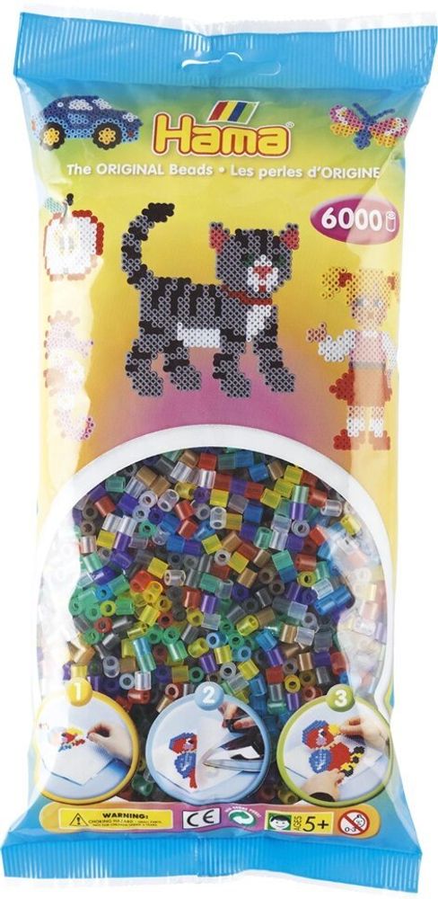 Hama Бусинки для термомозаики MIDI прозрачные, 6000 шт. (205-53)