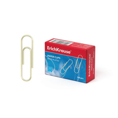 Скрепки канцелярские 33 мм, омедненные, 100 штук ErichKrause
