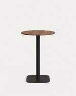 Dina Высокий круглый стол из меламина с ореховой отделкой и черной металлической ножкой  Ø60x96