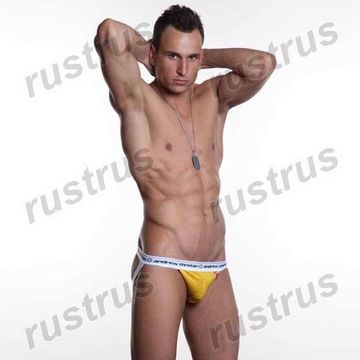 Мужские трусы джоки желтые с белой резинкой Andrew Christian  AC00082