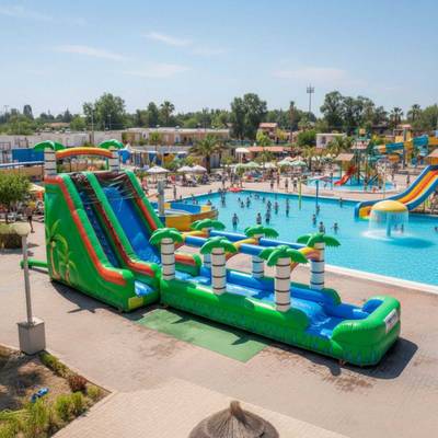 Водная горка с бассейном «Пальмовый рай», 15×4×6,8 м