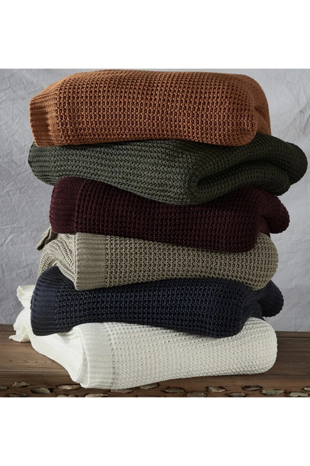Вязанный плед из органического хлопка Alina Ecocotton 160x220 Bordo